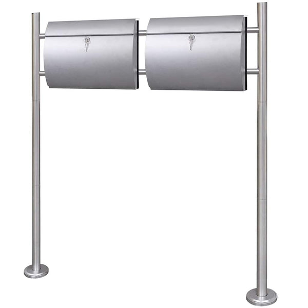 Double stainless steel letterbox with stand