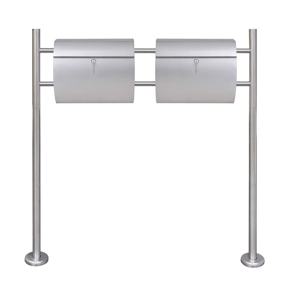 Double stainless steel letterbox with stand