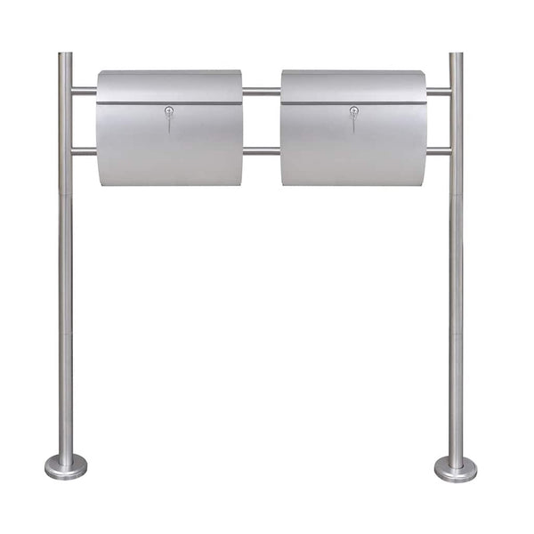 Double stainless steel letterbox with stand