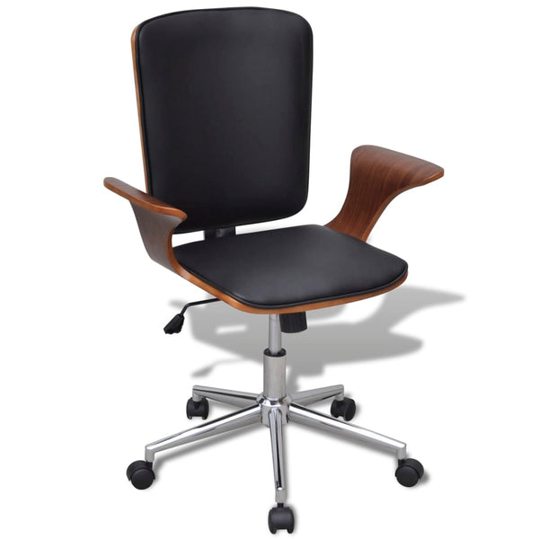 vidaXL Swivel Office Chair Bentwood with Faux Leather Upholstery