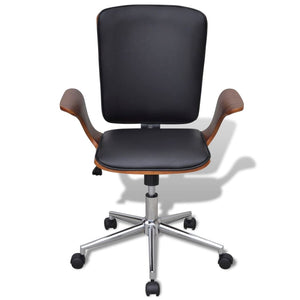 vidaXL Swivel Office Chair Bentwood with Faux Leather Upholstery