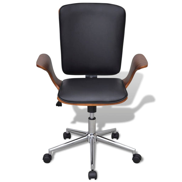 vidaXL Swivel Office Chair Bentwood with Faux Leather Upholstery