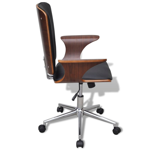 vidaXL Swivel Office Chair Bentwood with Faux Leather Upholstery