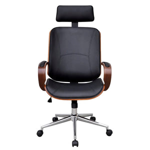 vidaXL Swivel Office Chair with Headrest Bentwood Faux Leather
