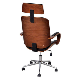 vidaXL Swivel Office Chair with Headrest Bentwood Faux Leather
