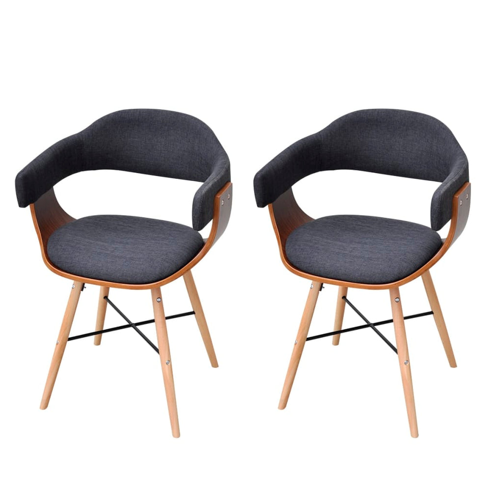 vidaXL Dining Chairs 2 pcs Dark Grey Bentwood and Fabric