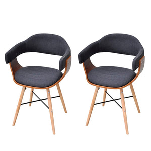 vidaXL Dining Chairs 2 pcs Dark Grey Bentwood and Fabric