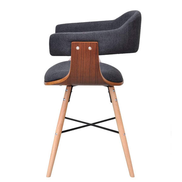 vidaXL Dining Chairs 2 pcs Dark Grey Bentwood and Fabric