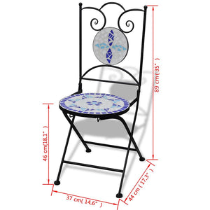 vidaXL 3-piece Bistro Set Ceramic Tile Blue and White