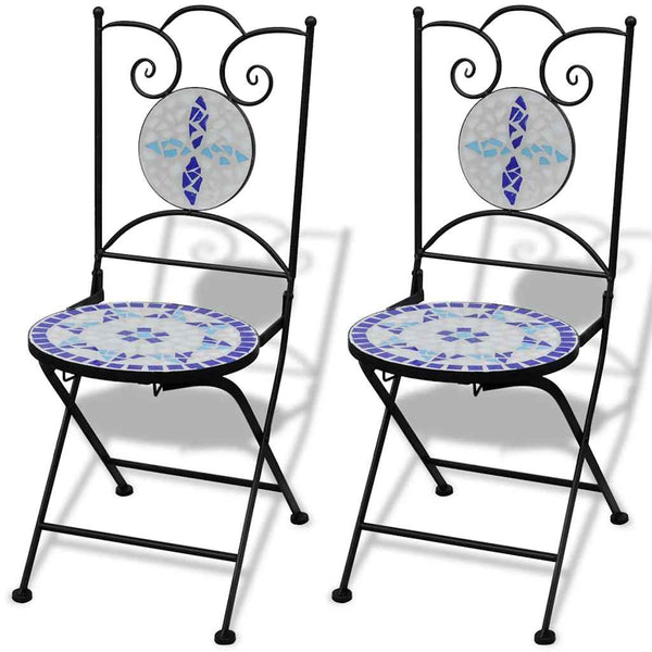 vidaXL 3-piece Bistro Set Ceramic Tile Blue and White