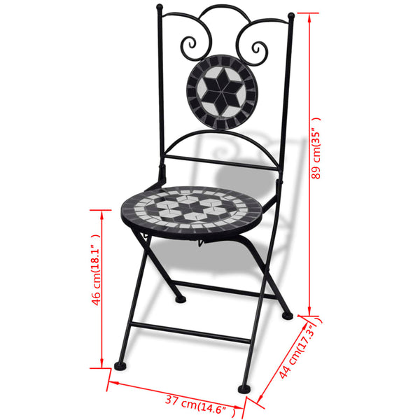 vidaXL 3-Piece Bistro Set Ceramic Black and White
