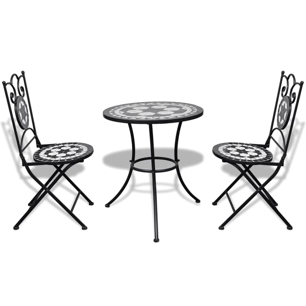 vidaXL 3-Piece Bistro Set Ceramic Black and White
