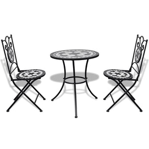 vidaXL 3-Piece Bistro Set Ceramic Black and White