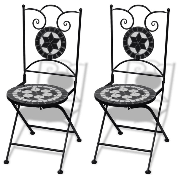 vidaXL 3-Piece Bistro Set Ceramic Black and White