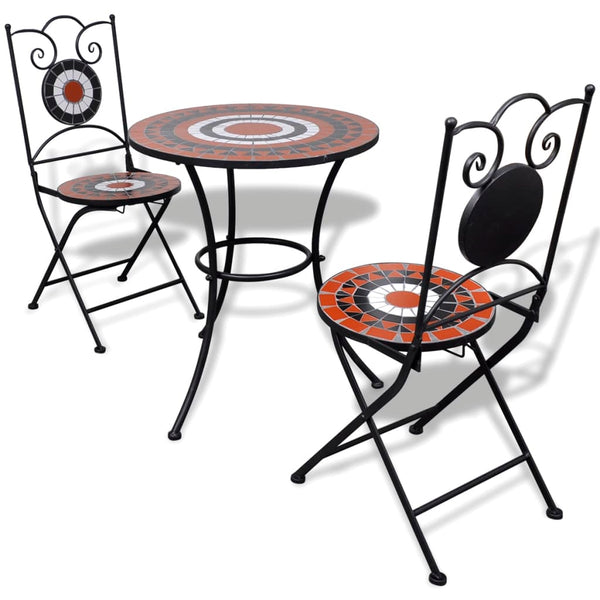 vidaXL 3-Piece Bistro Set Ceramic Terracotta and White