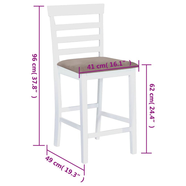 vidaXL Bar Stools 2 pcs White Fabric