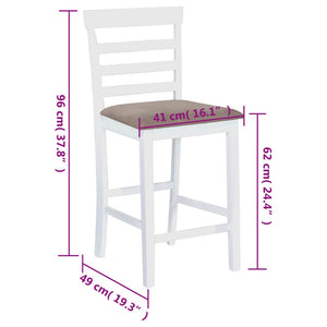 vidaXL Bar Stools 2 pcs White Fabric