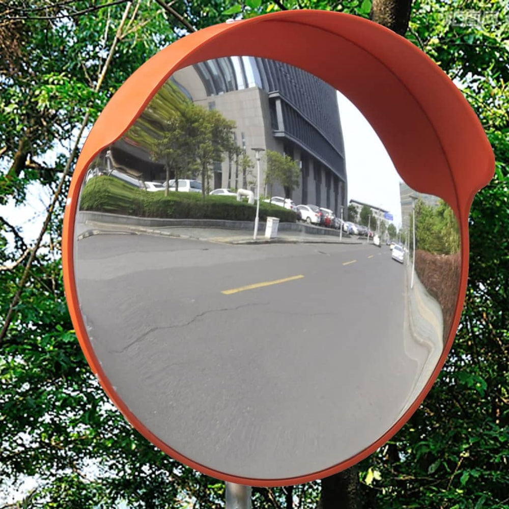 vidaXL Traffic Mirror Convex PC Plastic Orange 45 cm Outdoor