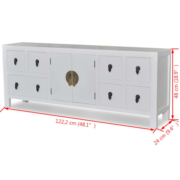 vidaXL Sideboard Wood Asian Design 8 Drawers 2 Doors