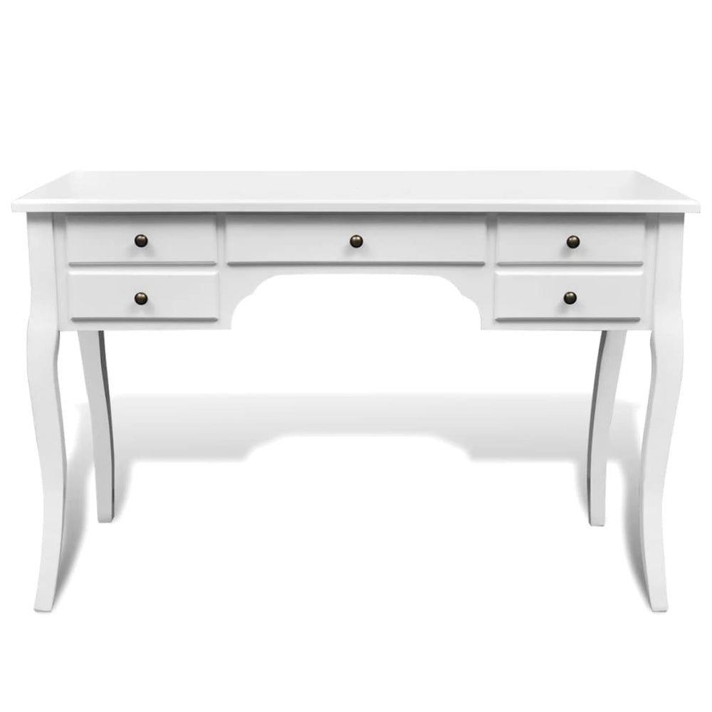 French Wooden Desk with Curved Legs 5 Drawers