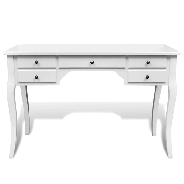 French Wooden Desk with Curved Legs 5 Drawers