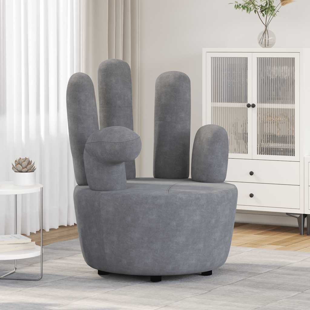 vidaXL Armchair Hand-Shaped Grey Velvet