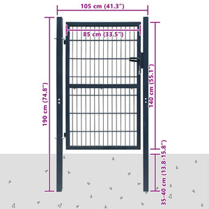 vidaXL 2D Garden Gate (Single) Anthracite 100x140 cm