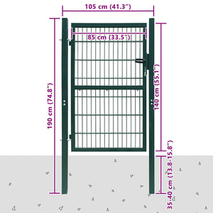 vidaXL 2D Garden Gate (Single) Green 100x140 cm