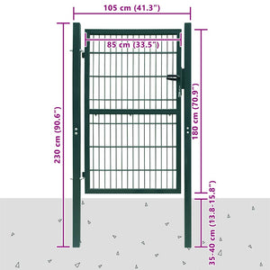 vidaXL 2D Garden Gate (Single) Green 100x180 cm