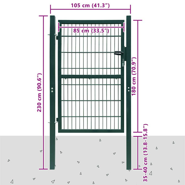 vidaXL 2D Garden Gate (Single) Green 100x180 cm