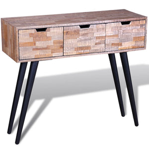 vidaXL Console Table with 3 Drawers Reclaimed Teak