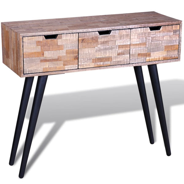 vidaXL Console Table with 3 Drawers Reclaimed Teak