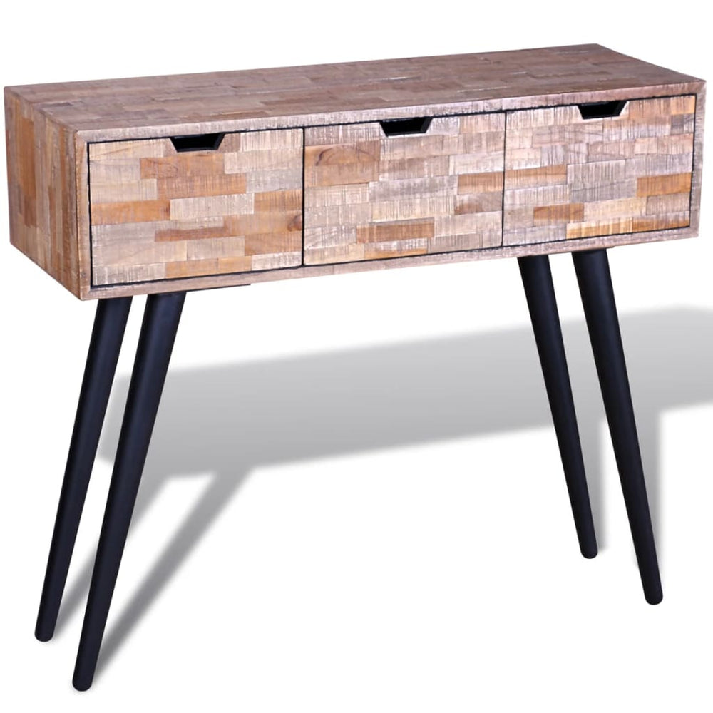 vidaXL Console Table with 3 Drawers Reclaimed Teak