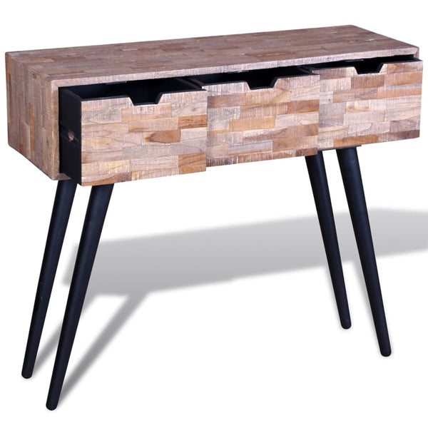 vidaXL Console Table with 3 Drawers Reclaimed Teak