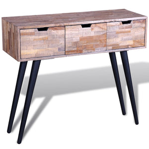 vidaXL Console Table with 3 Drawers Reclaimed Teak