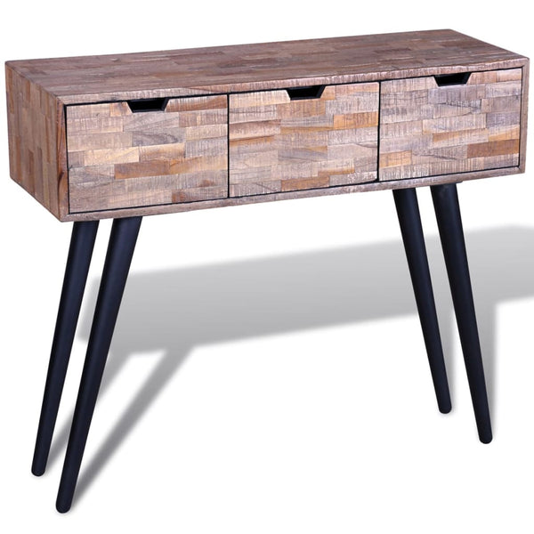vidaXL Console Table with 3 Drawers Reclaimed Teak