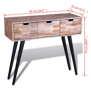 vidaXL Console Table with 3 Drawers Reclaimed Teak