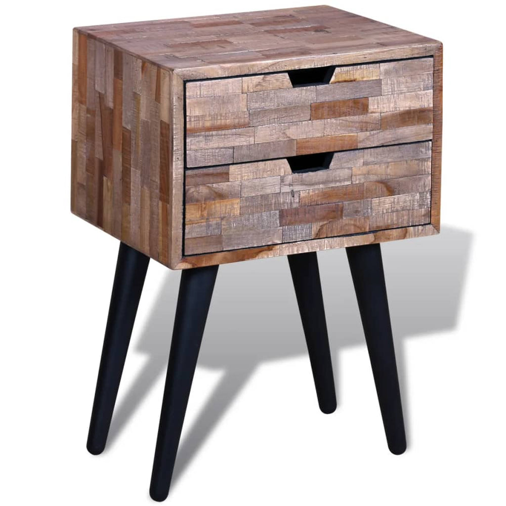 vidaXL 2-Drawer Reclaimed Teak Bedside Table