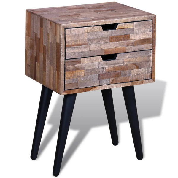 vidaXL 2-Drawer Reclaimed Teak Bedside Table