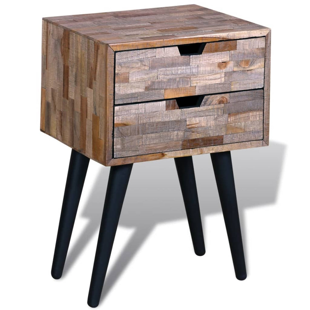 vidaXL 2-Drawer Reclaimed Teak Bedside Table