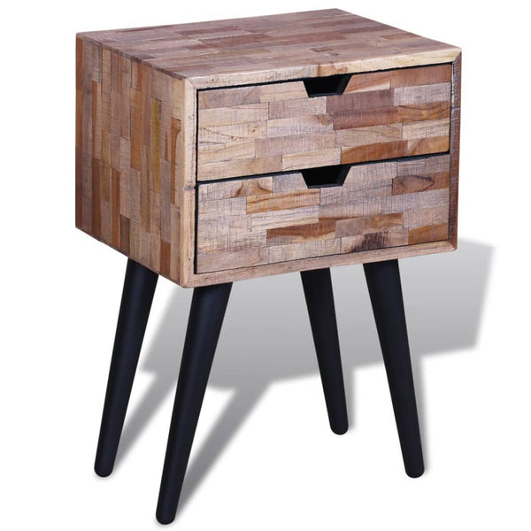 vidaXL 2-Drawer Reclaimed Teak Bedside Table