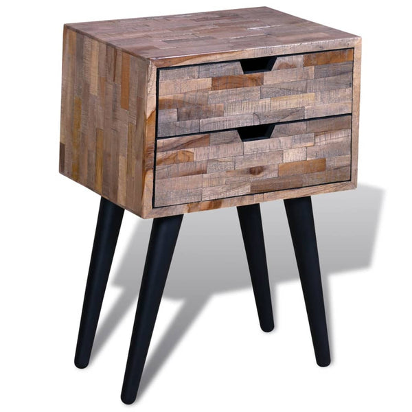 vidaXL 2-Drawer Reclaimed Teak Bedside Table