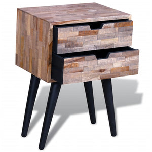 vidaXL 2-Drawer Reclaimed Teak Bedside Table