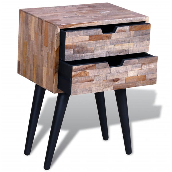 vidaXL 2-Drawer Reclaimed Teak Bedside Table
