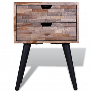 vidaXL 2-Drawer Reclaimed Teak Bedside Table