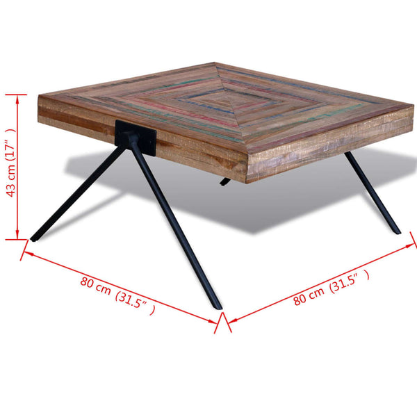 vidaXL Coffee Table with V-Legs Reclaimed Teak