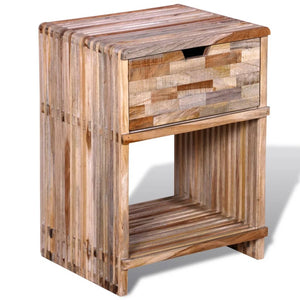 vidaXL Teak Reclaimed Wood Nightstand with Drawer