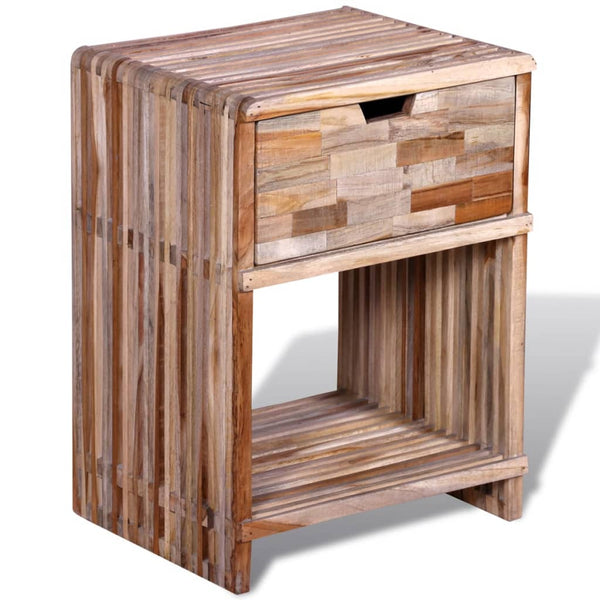 vidaXL Teak Reclaimed Wood Nightstand with Drawer