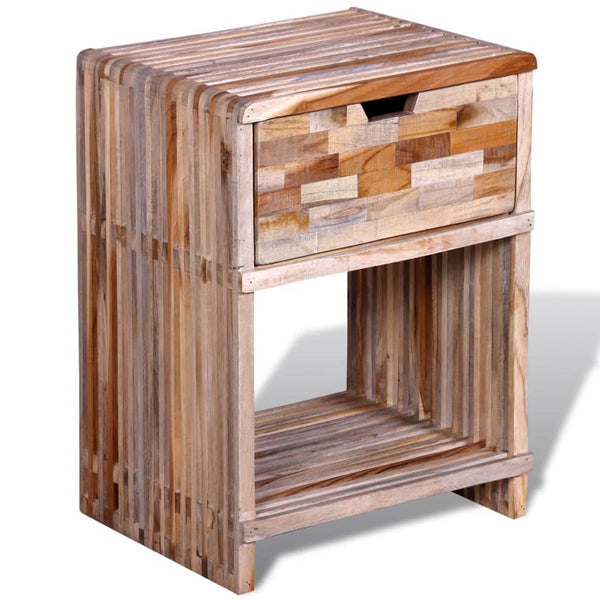 vidaXL Teak Reclaimed Wood Nightstand with Drawer