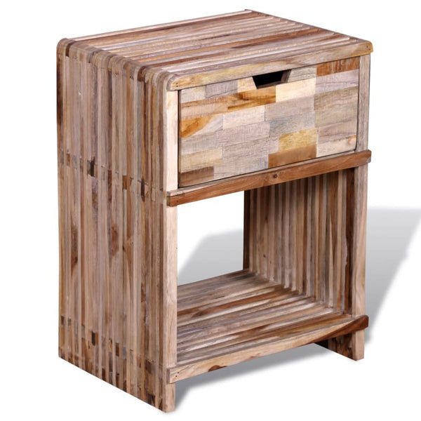 vidaXL Teak Reclaimed Wood Nightstand with Drawer